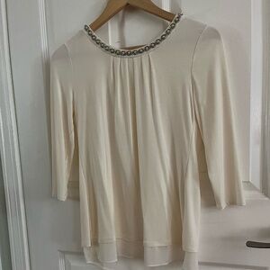 WHBM Lace Lined Necklace Top - Ecru XX Small
